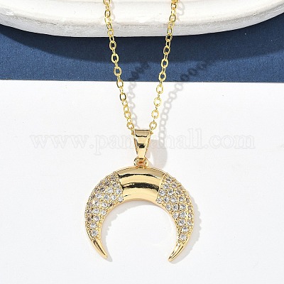 Ожерелья с подвеской из латуни с микропаве и прозрачным кубическим цирконием для женщин NJEW-S449-01A-G-1