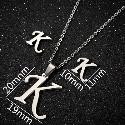 201 комплект из ожерелий и серег-гвоздиков из нержавеющей стали WG00841-15-1