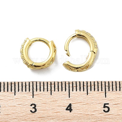 Латунные серьги-кольца из прозрачного кубического циркония EJEW-D311-077G-1