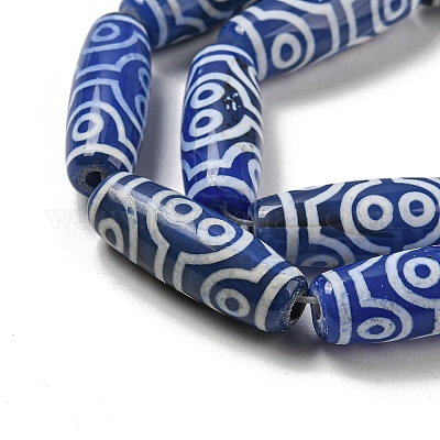 Нити синих бусин дзи в тибетском стиле TDZI-NH0001-B04-01-1