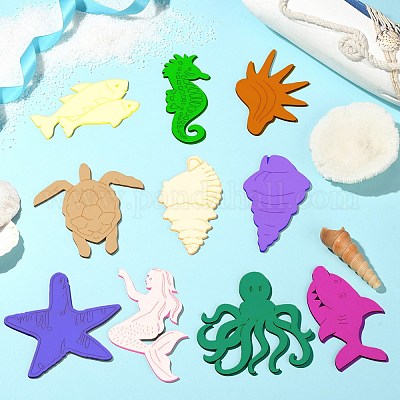 Незаконченные деревянные фигурки морских обитателей&nbsp;WOOD-CJC0010-02-1