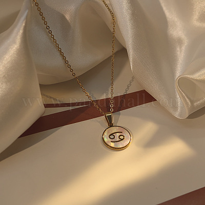 Женские ожерелья из нержавеющей стали 304 с натуральными ракушками FS-WGBF66D-05-1