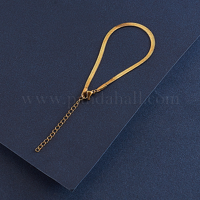 3 мм браслет из нержавеющей стали 304 с плоским звеном цепи в виде змеи и куполом в виде елочки для мужчин и женщин BJEW-CJC0001-02B-1