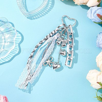 Подвесные украшения в виде банта из пластика ccb и звеньевых цепей HJEW-JM04289-1