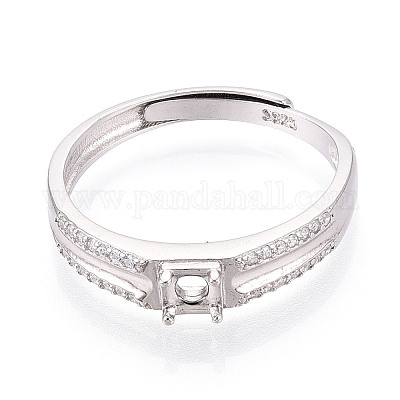 Кольцо для помолвки с родиевым покрытием 925 пробы из серебра [925] пробы с микропаве из кубических цирконий STER-T008-15P-1