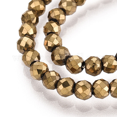 Стеклянные бусины с гальваническим покрытием  GLAA-H021-01B-FP07-1