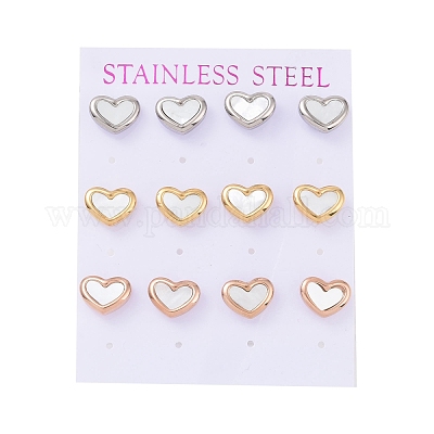 Серьги-гвоздики в форме сердца из нержавеющей стали 304 STAS-D188-10-1