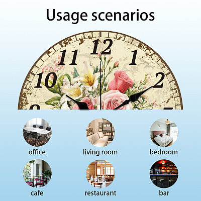 Настенные часы с принтом из мдф HJEW-WH0058-025-1