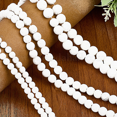 5 нити натуральных круглых бусин из лавового камня G-LT0001-02B-01-1