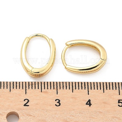 Овальные серьги-кольца из латуни EJEW-Z102-33G-1