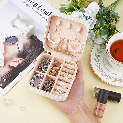 Квадратная коробка на молнии из ПВХ с ворсом для хранения ювелирных изделий CON-WH0099-03B-1