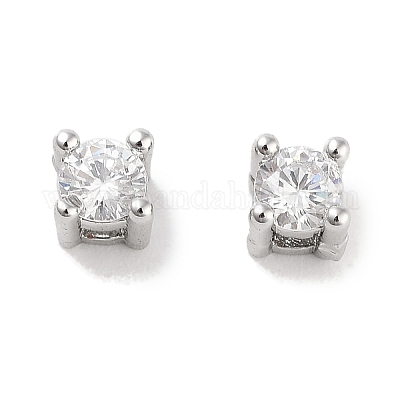 Микро из латуни с одинарными прозрачными бусинами из циркония KK-C051-30P-1