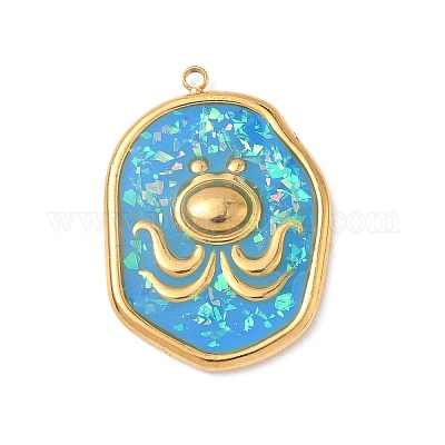 Подвески из нержавеющей стали 304 из эпоксидной смолы с натуральными ракушками и пайетками внутри STAS-L026-17G-K03-1