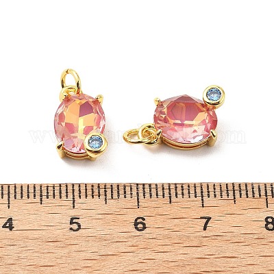 Овальные латунные микро проложить Цирконом подвески KK-L237-020G-03-1