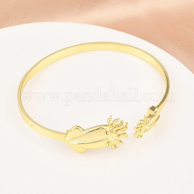 Браслеты-манжеты из латуни с морскими организмами для женщин BJEW-D368-03M-G-1