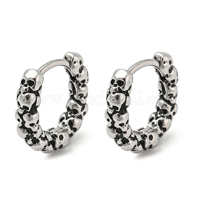 Старинные серебряные серьги-кольца из нержавеющей стали 316 пробы EJEW-Z034-01C-1