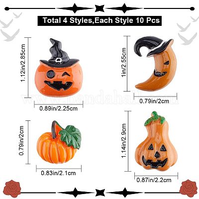 40 шт. 4 стиля кабошоны из непрозрачной смолы на тему Хэллоуина RESI-GF0001-09-1