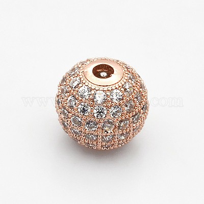 CZ латунные микро проложить класса AAA ясно цвета кубического циркония круглых бусин KK-O065-10mm-05RG-NR-1