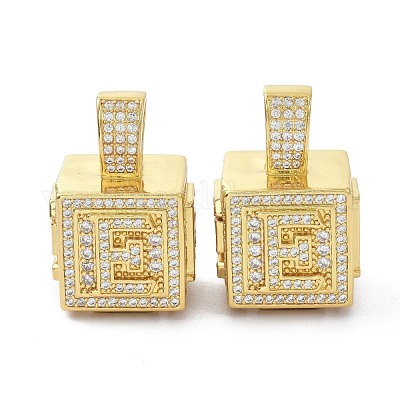 Кулоны из латуни с микропейвом и прозрачным фианитом ZIRC-O045-01G-E-1