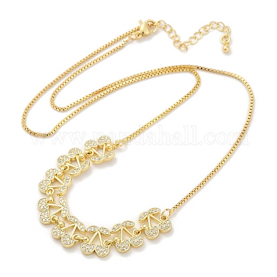 Латунные микропаве прозрачные кубические цирконии фруктовые нагрудники ожерелья NJEW-F342-01B-G-1