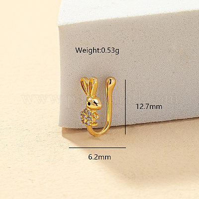Кролик латунь микропаве прозрачный кубический цирконий клипсы на нос кольца для женщин FS-WG7BC8B-01-1