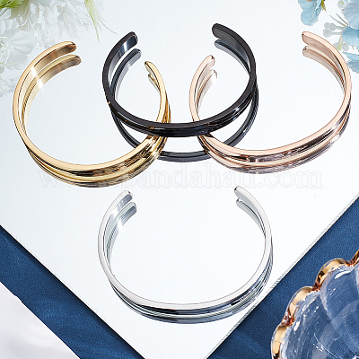 4 шт. двухцветные браслеты-манжеты из нержавеющей стали&nbsp;BJEW-SC0001-67C-1