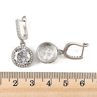 925 серьги-кольца из стерлингового серебра с микропаве из кубических цирконий EJEW-F371-01B-01-1