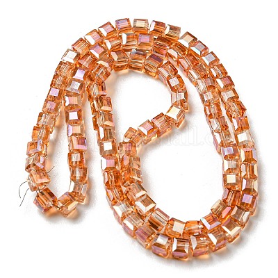 Стеклянные бусины с гальваническим покрытием  EGLA-D018-6x6mm-50-1