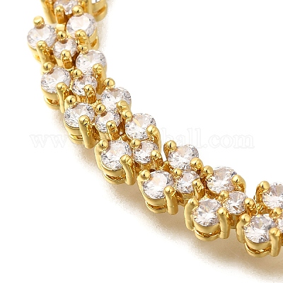 Браслеты из латуни с кубическим цирконием для женщин BJEW-M008-31G-1