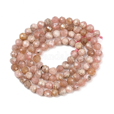 Природные родонит бисер нитей&nbsp;G-B175-D10-4mm-1