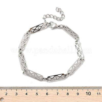 Браслеты из прямоугольных звеньев из нержавеющей стали 304 для мужчин и женщин BJEW-D042-31P-1