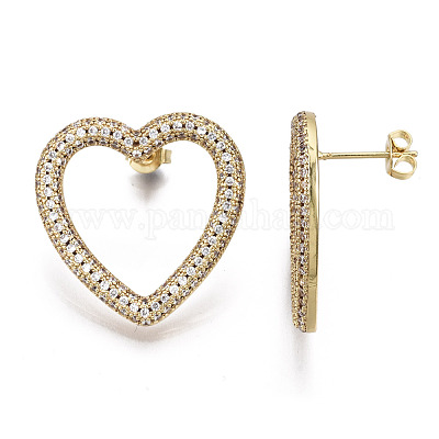 Серьги-гвоздики из циркония EJEW-T046-012G-NF-1