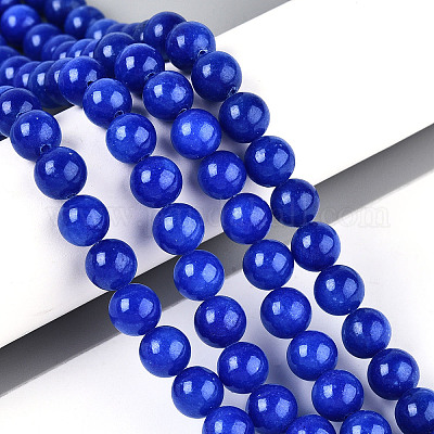 Нити круглых бусин из натурального окрашенного нефрита машан G-T139-8mm-67E-1