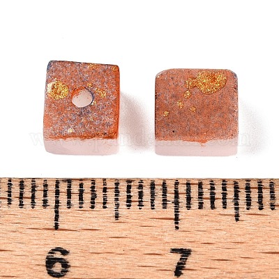 Матовые стеклянные бусины с золотистой блестящей пудрой DGLA-NH001-6mm-01G-1