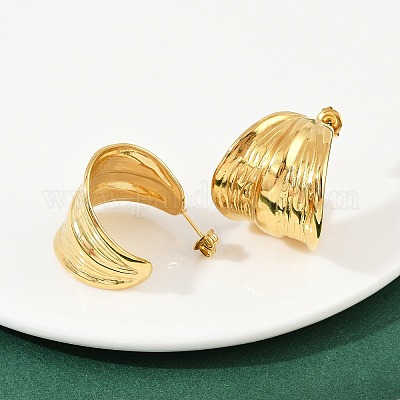 Серьги-гвоздики из нержавеющей стали 304 в форме буквы С EJEW-I319-04G-1