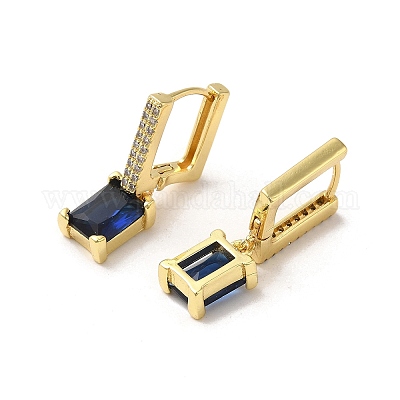 Прямоугольные серьги-кольца из латуни с покрытием из настоящего 18-каратного золота EJEW-L268-027G-02-1