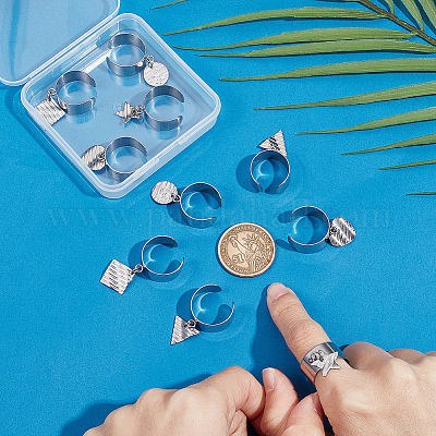 10 шт. набор из 10 колец-манжет из нержавеющей стали 304 RJEW-AB00001-1