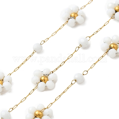 Цепи из нержавеющей стали 304 ручной работы с бусинами CHS-L031-08G-02-1