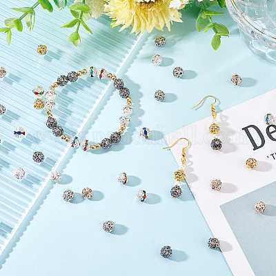 300 шт. 6-х цветные бусины из сплава со стразами FIND-GL0001-23-1