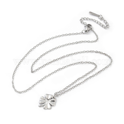 Ожерелья с подвесками из нержавеющей стали 304 с клевером NJEW-M109-01P-1
