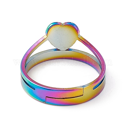 Ионное покрытие (ip) 201 нержавеющая сталь сердце регулируемое кольцо для женщин RJEW-K238-04M-1