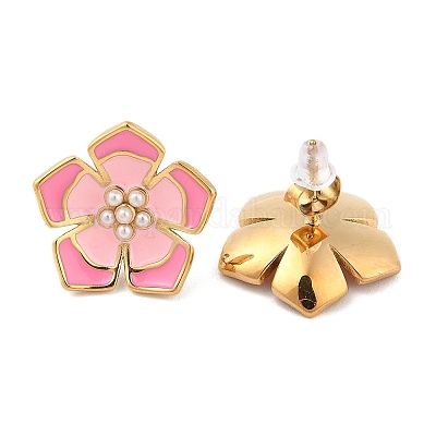 Серьги-гвоздики из нержавеющей стали 304 с эмалью EJEW-Z081-04G-1