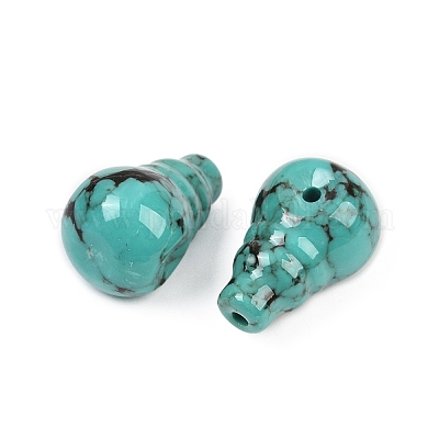 Окрашенные синтетические бирюзовые бусины гуру с 3 отверстием G-C198-01B-05-1