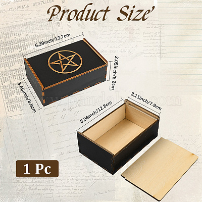 Прямоугольные гравированные фанерные деревянные коробки для хранения таро с раздвижной крышкой CON-WH20008-10B-1