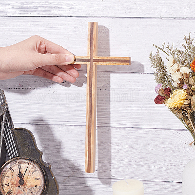 Крест из орехового и каучукового дерева AJEW-WH0041-40-1