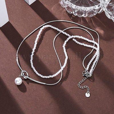 Двухслойные ожерелья из нержавеющей стали 304 NJEW-R026-28P-1