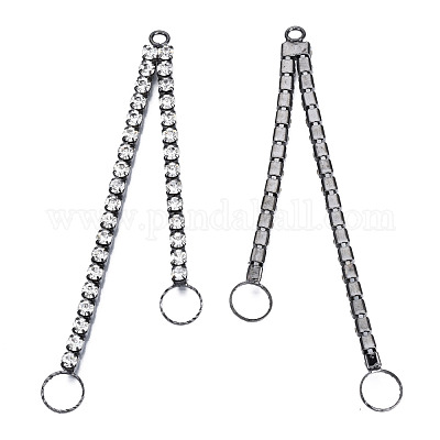 Цепочка из латуни с гальваническим покрытием и кристаллами и стразами с кольцом KK-N216-423-03B-1