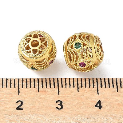 Латунные микропаве разноцветные бусины из кубического циркония KK-A254-12G-1