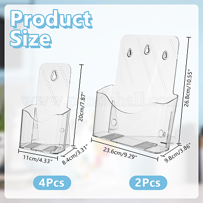 6 шт. 2 стиля прозрачный акриловый настенный стенд для брошюр AJEW-PH0005-86-1