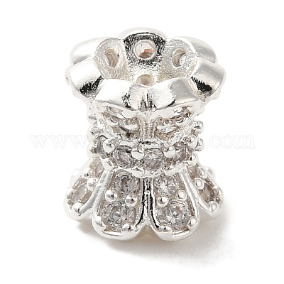 Латунные микро проложить кубического циркония бусы KK-C072-07S-1